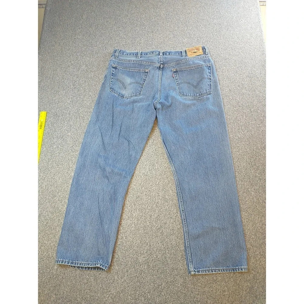 Levis 505 Regular Fit Jeans Mens 38x29 Light Wash Blue Straight Leg Denim Cotton